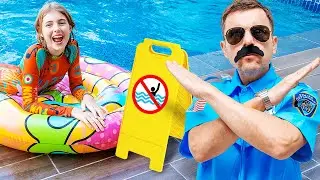 Dad Teaches Pool Safety Rules with Vania Mania Kids!