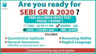 Quantitative Aptitude | Video Solutions | All India Mock Test | SEBI Gr A 2020 | Phase 1 | Paper 1