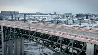 The Lorain- Carnegie Bridge in Cleveland, Ohio after fresh snowfall #asmr #drone #cleveland #ohio
