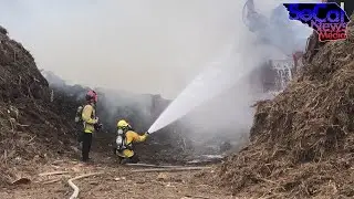 Mulch grinder catches fire at Sycamore Landfill, Santee.