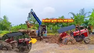 Kobel giải cứu MF290 bị lún lầy chịu không nổi đứt bánh ra luôn