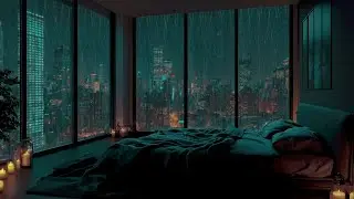 Rain Falling Over NYC at Night – Peaceful Bedroom Ambience for Sleep & Calm