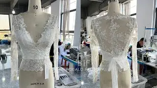 Sleeved Lace Bridal Bolero with Straps Crepe Corset #BrydealoFactory