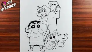 How to draw Shinchan and his Family | Easy Shinchan Family Drawing
