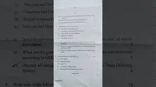 d Pharma 1 year rgpv University questions pepar 2024 Pharmaceutics #class #pharmacy #viralshort#rgpv