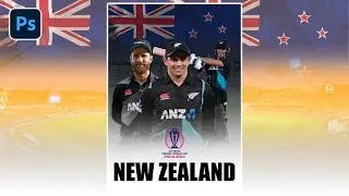 Cricket Poster Design New Zealand Team in Photoshop | ICC Cricket World Cup 2023