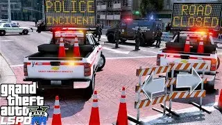 GTA 5 Mod DOT Emergency Message Board Truck Responding To Bank Robbery With Hostages & Shots Fired