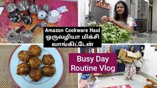 Full Day Routine Vlog in Tamil | Amazon Cookware Shopping Haul in Tamil Cabbage Egg Paniyaram Recipe
