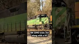 BNSF 2093 trails 3rd #railroad #railfan #bnsf #heritageunit #gp38 #crazy #train #crossing #amazing
