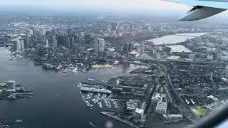 Beautiful Skyline Boston (KBOS) Takeoff on a JetBlue Airbus a220-300