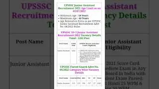 UPSSSC | Uttara Pradesh Subordinate Service Selection Commission Junior Assistant recruitment 2022