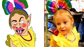 Nastya and her cool dress up and make up funny drawing meme | Like nastya drawing memes
