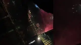 New-year fireworks from ship 2019/2020, Rhine river D&uuml;sseldorf, Germany