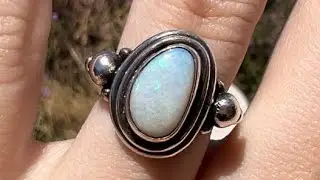 Handmade Silver Boho Opal Ring &mdash; Blue & Green Flashes | OpalPop