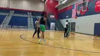 Holiday break work. Cam Powers and Javon Johnson (DePaul Univ.  wing) with Coach JR Strowbridge