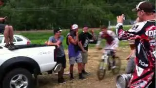 Greg Minnaar tries the garbage bin jump.