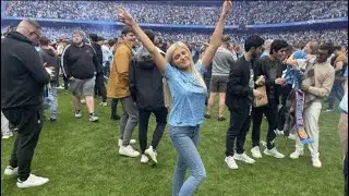 MANCHESTER CITY PITCH INVASION AFTER PREMIER LEAGUE WIN
