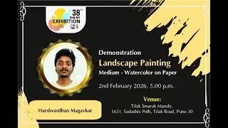 V V Oak Art Exhibition 2026 Live Demo Day 2 Watercolour Landscape by Harshavardhan Magavkar