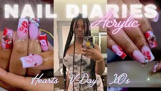 DAY IN THE LIFE OF A NAIL TECH ♡˖⁺ | V-Day Nails,Hearts, XO's| KluByKhaya