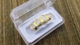 14k Gold Plated  Four Open Face Teeth Grillz Top Row Hip Hop Grillz