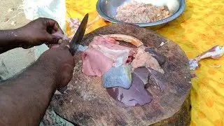 Cutting skills mutton full boti cutting process village mutton cutting
