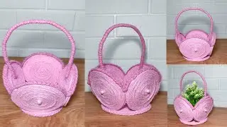 DIY ROPE ORGANIZER/ Disposable Food Container Recycle/ Best Out Of Waste Craft Ideas #wastematerial