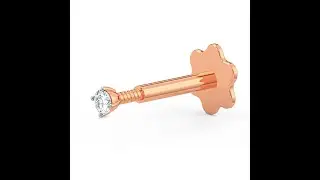 2.3mm Diamond Nose Stud/Lip Labret/Screw Ring Piercing Pin Bone 14Kt Gold 19.5G Straight nose rings