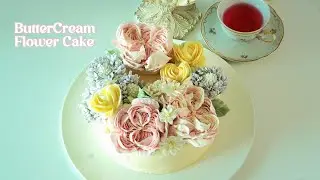 #30 How to Make Flower Cake 버터크림플라워케이크 꽃 파이핑 เค้กดอกไม้ แต่งเค้ก buttercream flower