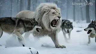 Frozen Survival - Epic Battle Of Lion Vs Wolves and Tiger To Save Girl 