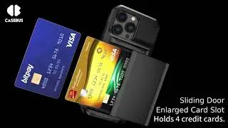 Casebus   Classic Phone Case with Credit Card Sliding Slot   Dual Layer Shockproof Heavy Duty Full