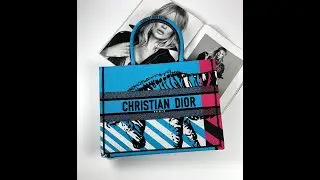 MEDIUM DIOR BOOK TOTE Bright Blue and Bright Pink D-Jungle