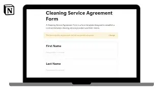 Cleaning Service Agreement Form | How to use cleaning service agreement form in @Notion