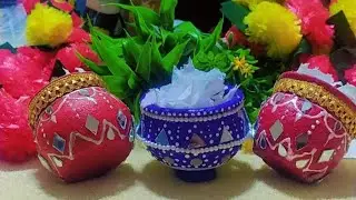 Easy matki decoration ideas for school competition #how to decorate a pot#festival diy
