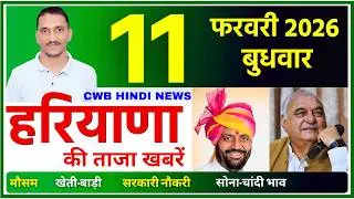 11 February 2026 Haryana News || हरियाणा की ताजा खबरें || Haryana News || CWB Hindi News