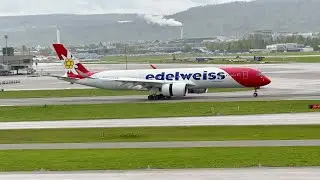 Wet Edelweiss A350-900 Landing at Zurich(4K)@flyedelweiss #edelweiss #a350