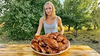 Chicken wing skewers - cooking subtleties that prevent mistakes / Village life / asmr cooking