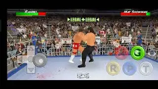 Winning an Tag team Exploding Barbed Wire match as John Rambo in Wrestling Empire 