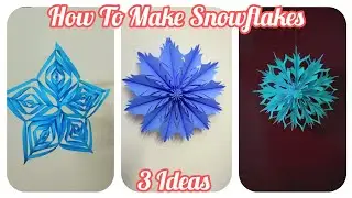 3 Easy Snowflake ❄️ Christmas craft ideas Day 16 of Christmas diy #snowflake #cristmasdecor #craft 