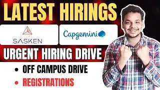 Capgemini ASE & Freshers Hiring | Sasken Mass Drive | Off Campus Hiring Drive for Freshers | Jobs