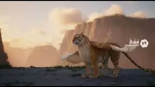 Winged golden tabby tiger. 