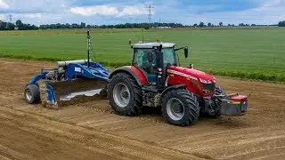 Massey Ferguson 7724 S and 8727 S | field leveling and sowing | Scholtens | Van Schendel