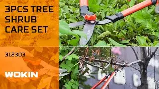 WOKIN 3Pcs Tree and Shrub Care Set with Lopping Shears Hedge Shears and Pruning shears