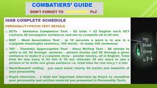 ISSB  - 4 DAYS COMPLETE ACTIVITY SCHEDULE