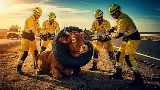Heartbreaking Cow Rescue 💔 Tire Trapped Around Neck | Real Animal Rescue Mission