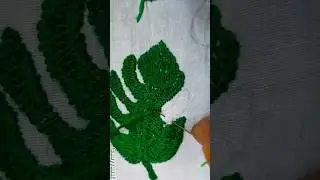Stem Stitch Leaf Design 🌿🍀🍃#shorts #short #trending #embroidery #stitch #sewing