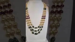 Real emerald and ruby with Swarovski pearls|| For more details check description