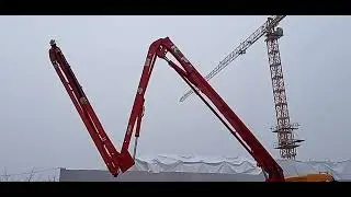 펌프카 43m 붐대접는영상