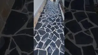 Karystos Stone Pathway &ndash; Installation, Grouting & Polishing Transformation! #construction #stone