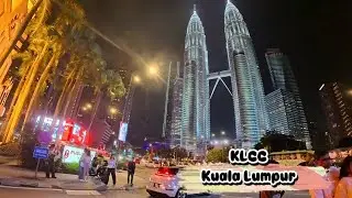 Petronas Twin Towers - KLCC Night Walk in Kuala Lumpur | ASMR Walkscape Real Audio
