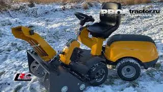 Садовый райдер Stiga Park 640 PWX с насадкой снегоуборщик.